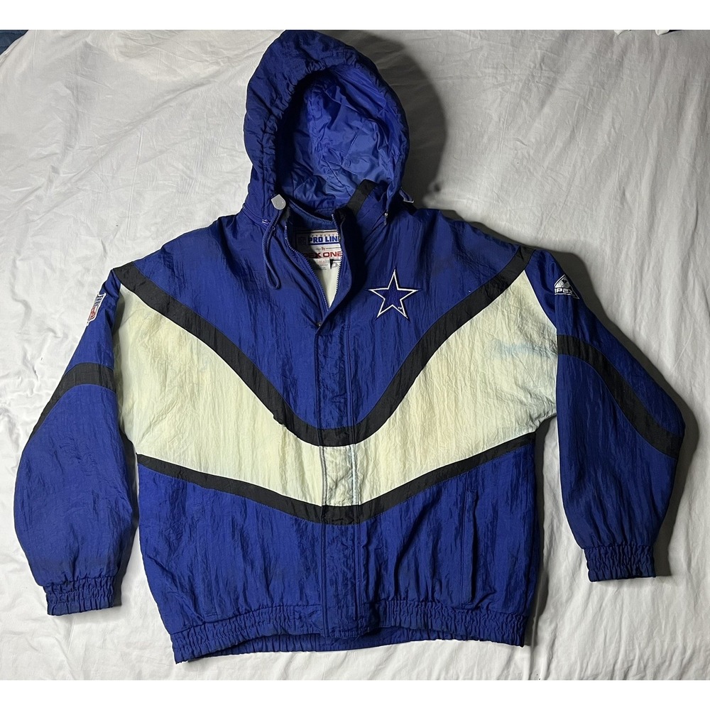 Vintage Apex One Pro Line Dallas Cowboys Jacket Mens Large Full Zip Hood NFL 90s